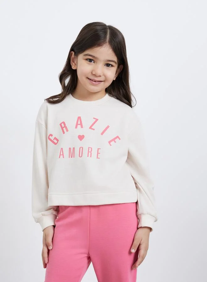 Styli Styli Girls Graphic Sweatshirt and Joggers Set