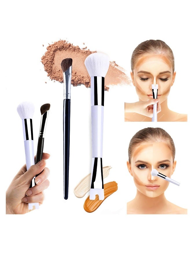 Nose Contour Brush Set, 2-In-1 U-Shaped Brush & Fluffy Brush for Nose Sculpting and Defining, Angled Tilt Brush for Nose Shadow, Nose Brushes Combo for Easy Nose Contour 2PCS