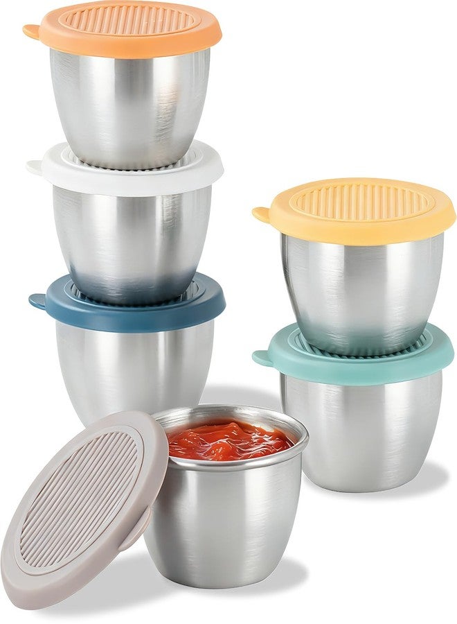 Piszvbej 6 Pack Ketchup Container for Lunch Box, Salad Dressing Containers To Go, Reusable Leakproof Stainless Steel Small Container with Lid, Ideal for Kitchen Storage, Travel, Picnic and Meal Prep - Image 1