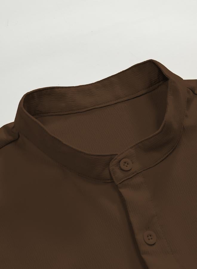 Take Two Men Stand Collar Slim Fit Casual Shirt - Image 2