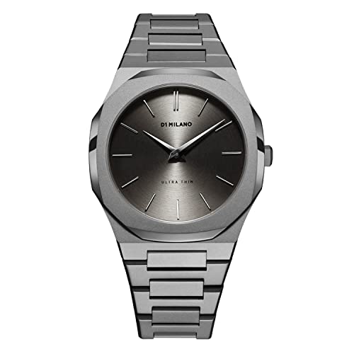 D1 Milano Ultra Thin Unisex Luxury Watch, Stainless Steel Case, Quartz Movement, Stainless Steel Strap, 50M Water Resistant Timepiece, Grey Dial, 2 Years Warranty - UTBJ22 - Image 1