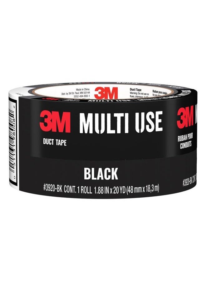 3M Multi-Use Colored Duct Tape, Black, 1.88 Inches by 20 yards, 3920-BK, 1 Roll - Image 1