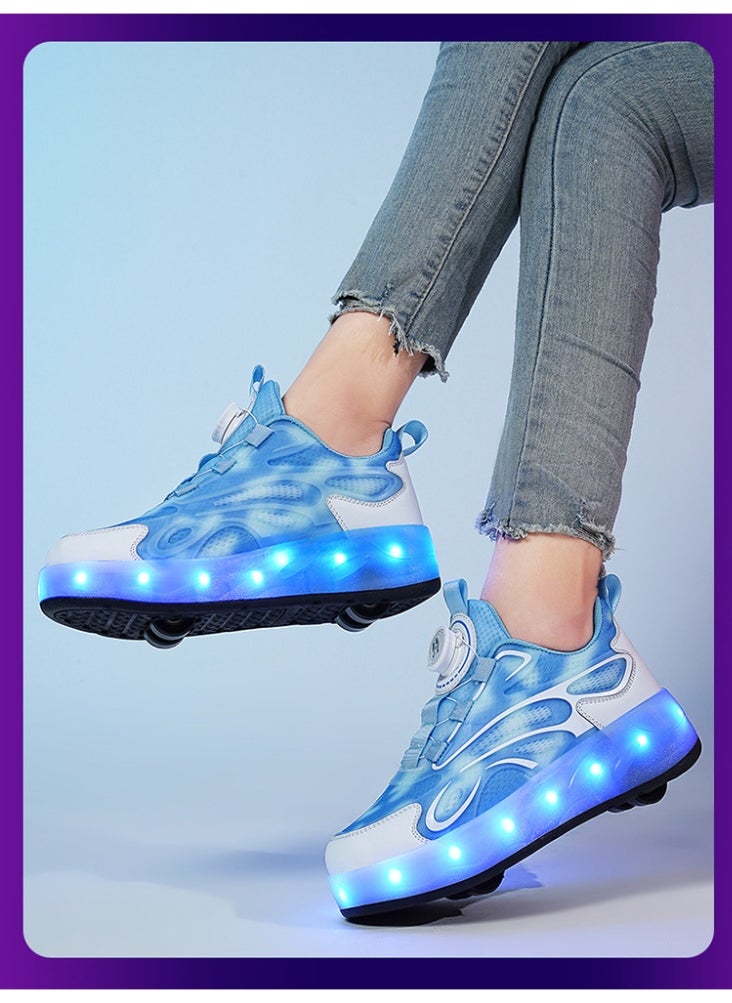 NIBEMINENT Kids Roller Skates Shoes 4 Wheels Roller Shoes Boys Girls Wheel Shoes Roller Sneakers Shoes for Beginner More Balanced  - Image 3