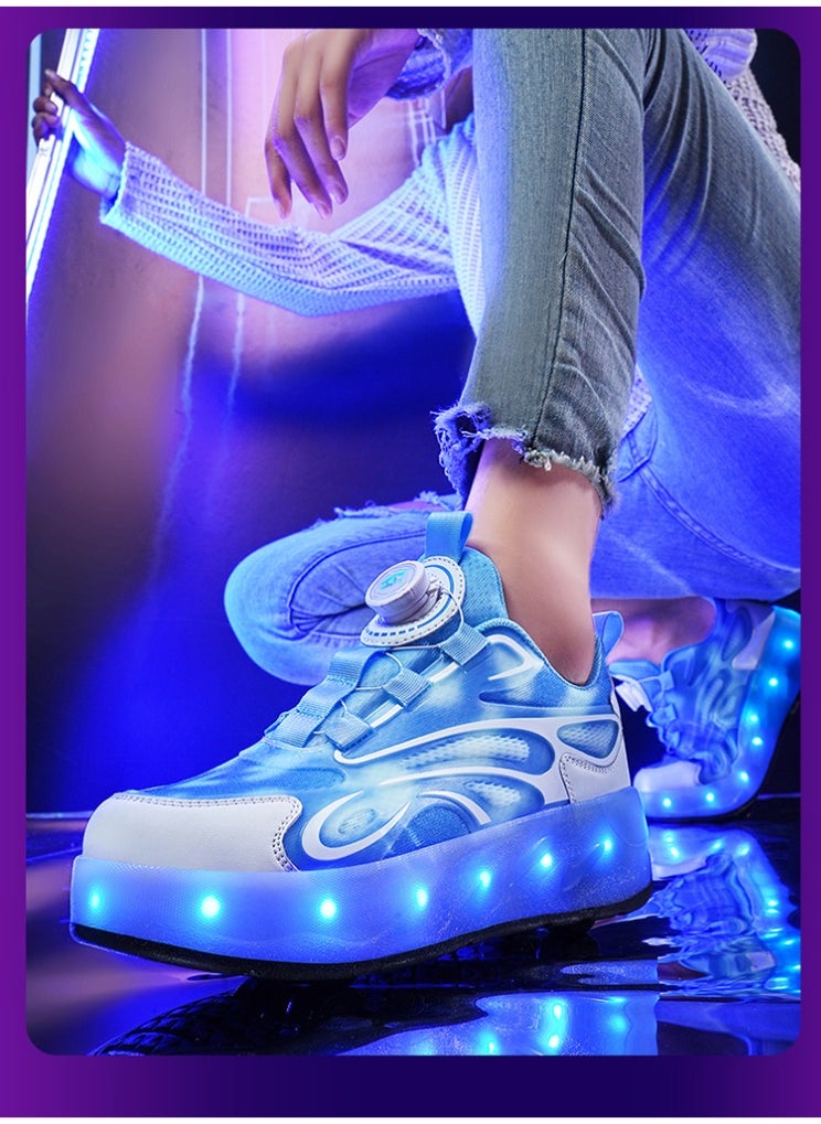 NIBEMINENT Kids Roller Skates Shoes 4 Wheels Roller Shoes Boys Girls Wheel Shoes Roller Sneakers Shoes for Beginner More Balanced  - Image 2