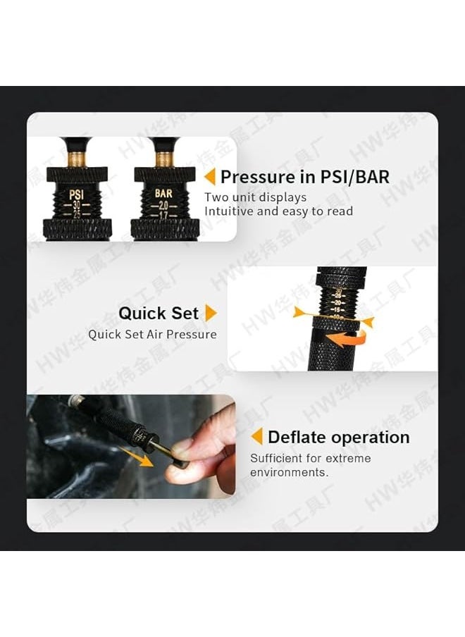 Starwell 4 Pcs,Adjustable Auto-Stop Tire Deflator Valve Kit (10-30 PSI) Screw-on Tyre Air Down Tool for Offroad 4x4,Adjustable for Vehicles, Motorcycle, Car, Truck  - Image 5