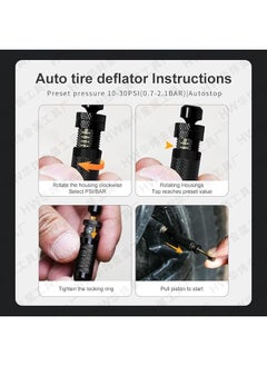 Starwell 4 Pcs,Adjustable Auto-Stop Tire Deflator Valve Kit (10-30 PSI) Screw-on Tyre Air Down Tool for Offroad 4x4,Adjustable for Vehicles, Motorcycle, Car, Truck  - Image 4