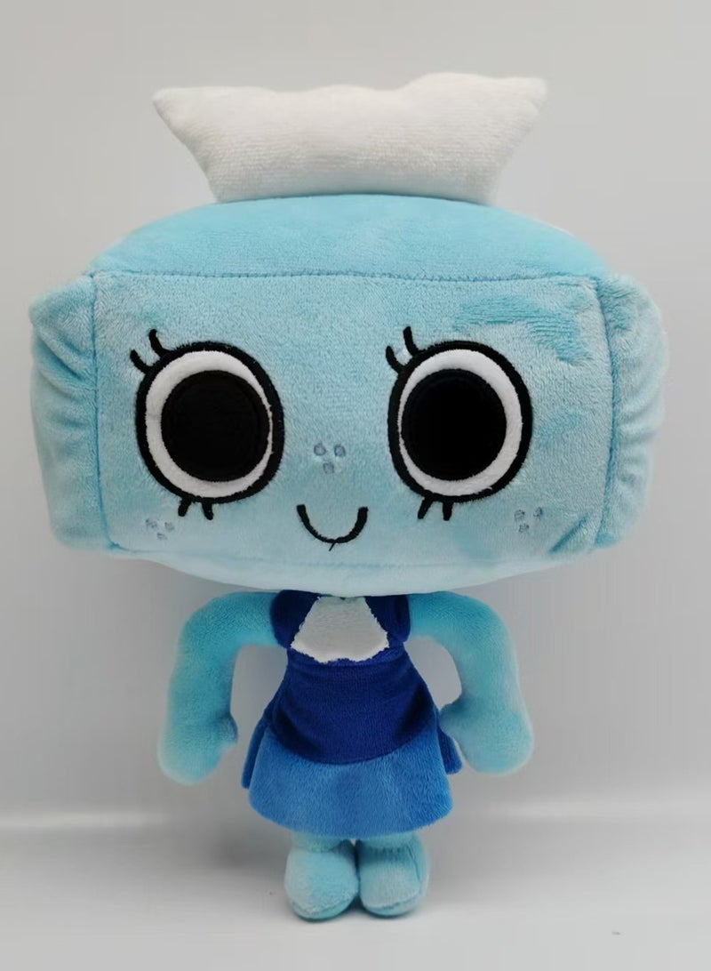 Blue skirt square head doll Dandy world game surrounding plush toys 