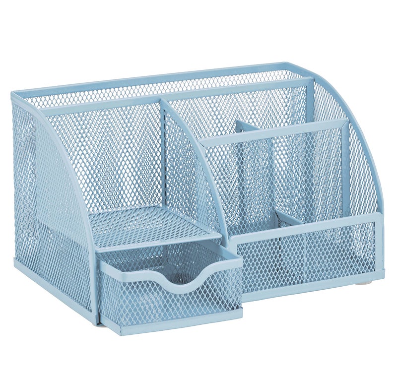Annova Mesh Desk Organizer Office with 7 Compartments + Drawer/Desk Tidy Candy/Pen Holder/Multifunctional Organizer (New Blue 23) - Image 4