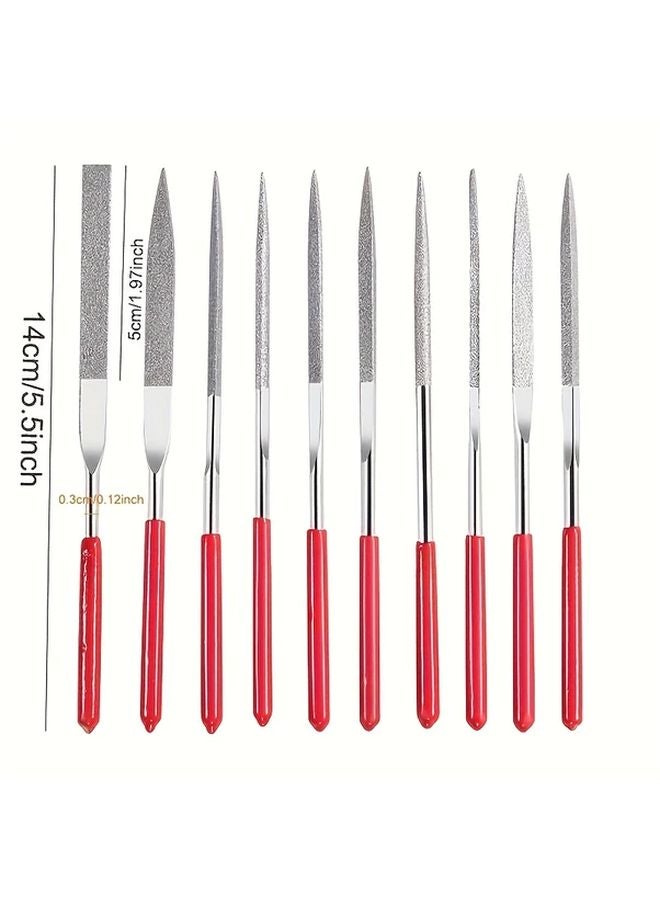 10 Piece Diamond Needle File Set 140mm for Ceramic Wood Jewelry Polishing - Image 4
