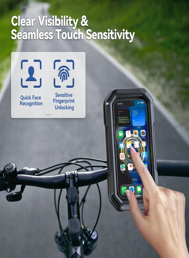 كي دي دي حامل هاتف مقاوم للماء للدراجات النارية من KDD - حامل هاتف دوار للدراجات بتصميم مغلق بالكامل وحساس للمس، مشبك هاتف للدراجة يناسب هواتف iPhone 16 Pro Max/15/14/13/12 وسامسونج، والهواتف من 4 إلى 6.7 بوصة - Image 3