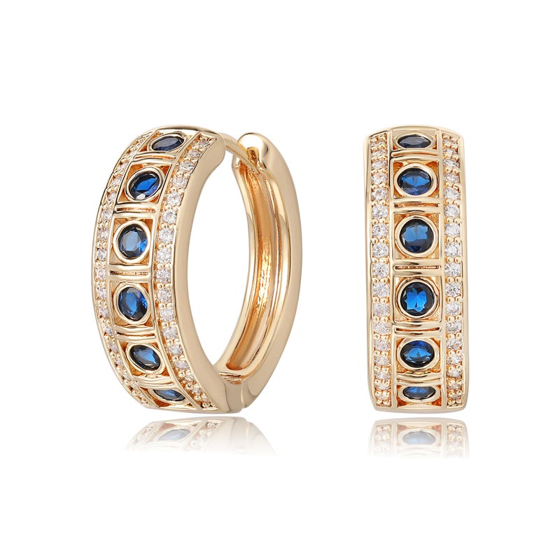 VACRONA Gold Hoop Earrings for Women 14K Gold Plated Cubic Zirconia Chunky Huggie Earrings Vintage Jewelry for Gifts - Image 1