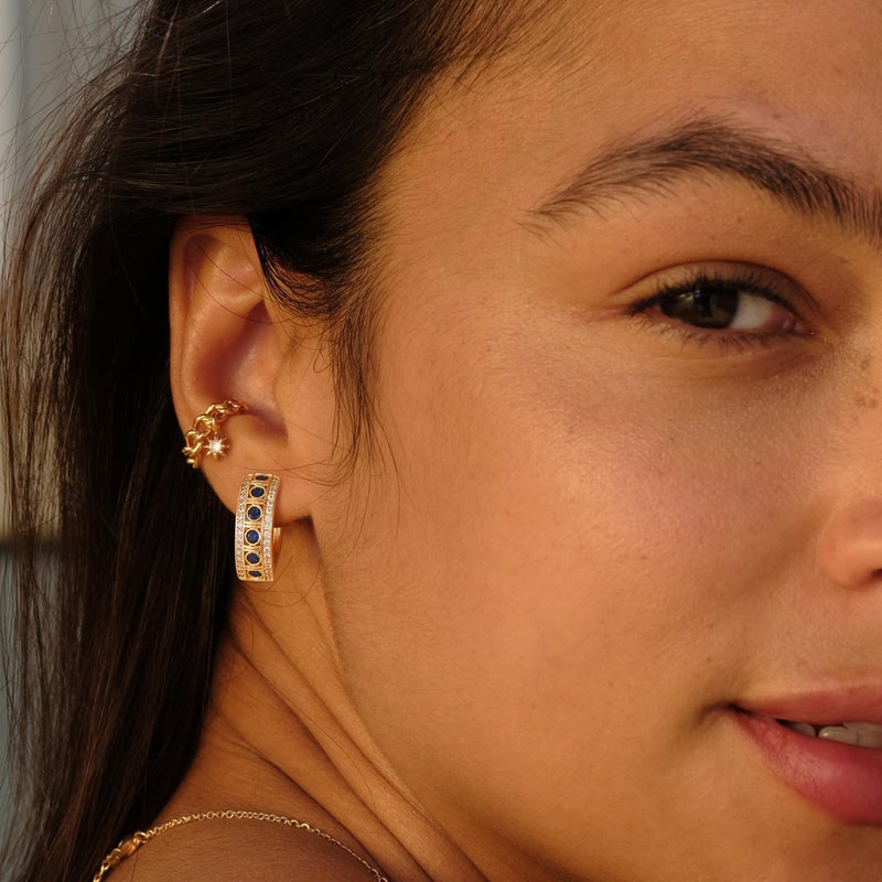 VACRONA Gold Hoop Earrings for Women 14K Gold Plated Cubic Zirconia Chunky Huggie Earrings Vintage Jewelry for Gifts - Image 4
