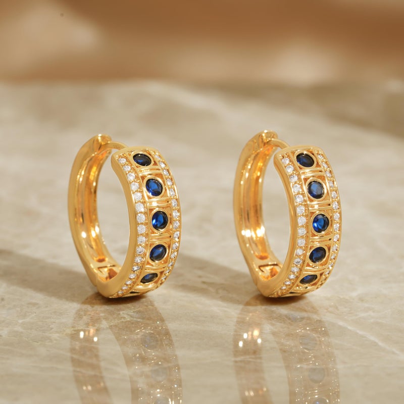 VACRONA Gold Hoop Earrings for Women 14K Gold Plated Cubic Zirconia Chunky Huggie Earrings Vintage Jewelry for Gifts - Image 5