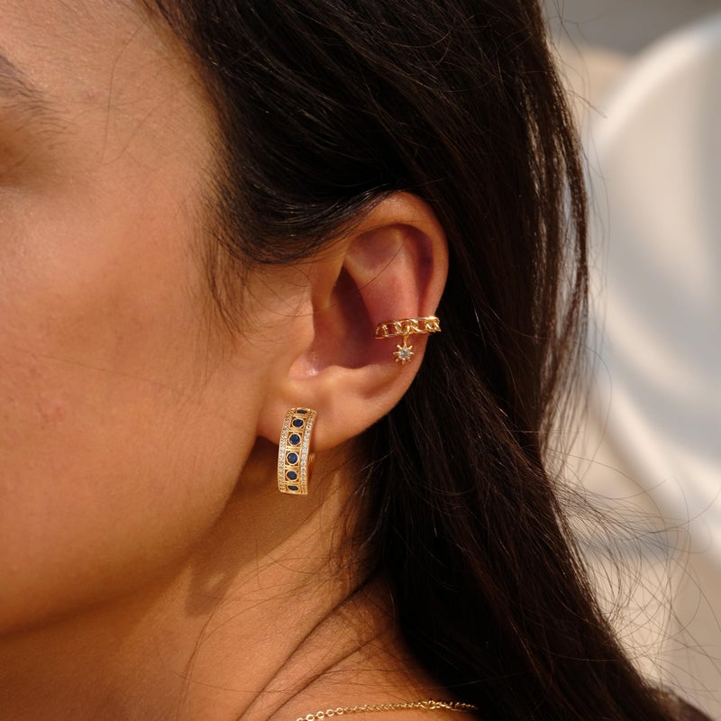 VACRONA Gold Hoop Earrings for Women 14K Gold Plated Cubic Zirconia Chunky Huggie Earrings Vintage Jewelry for Gifts - Image 3