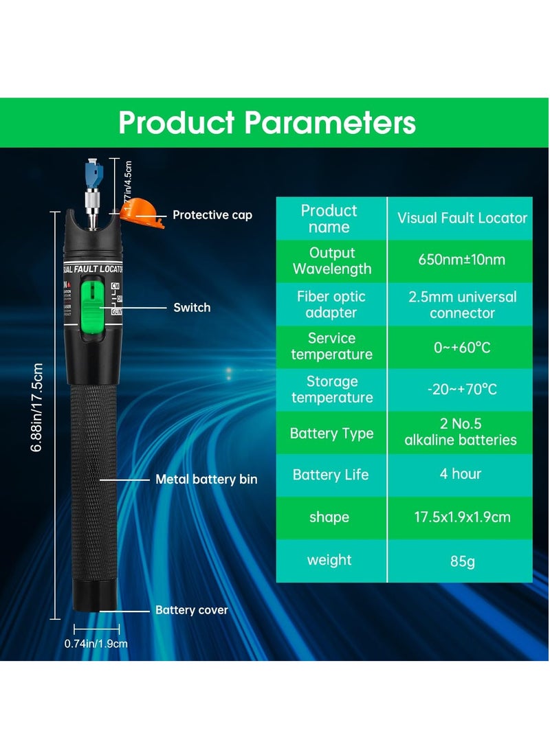 Milatech - Fiber Visual Fault Locator 30mW 30KM Fiber Light Tester - VFL Fiber Optic Cable Tester Meter - Fiber Optic Tools Source Tester Kit for LC/FC/SC/ST, Network Cable Test - Image 1