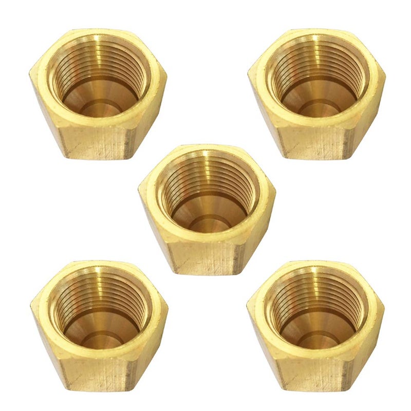 Brass 45 Degree Flare Cap 3/8" Tube OD SAE Fitting 5pcs