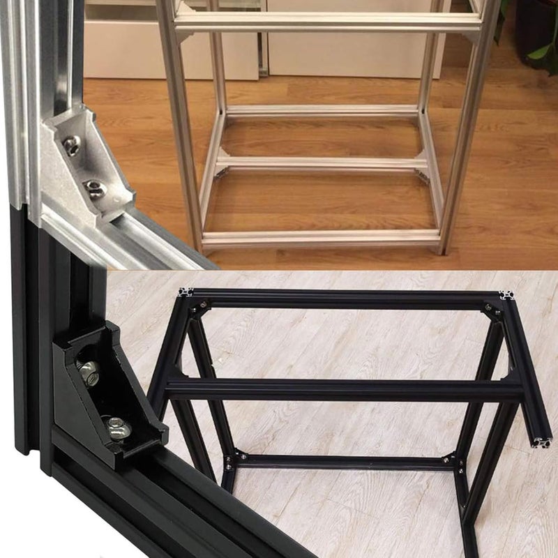 10pcs Black 2028 Aluminum Alloy Corner Brace L-Shaped Connector Joint for Slot Aluminum Extrusion Profile Industrial Frame Support - Image 5