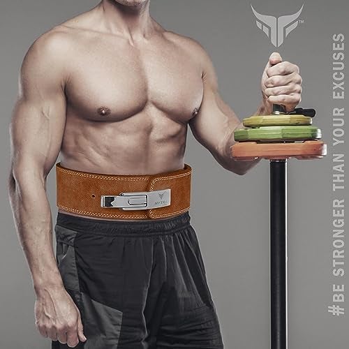 Mytra Fusion Gym Belt quality adjustable steel Lever Buckle Weight Lifting Leather Deadlifts Olympic Powerlifting Bodybuilding Fitness Workout Training Mytra Fusion heavy lifts competition mens women maximum back support intense stability secure tight fit squat Powrlifting Powelifting Weightlfting Gymbelts Squatbeltz Deadlifttbelt - Image 3