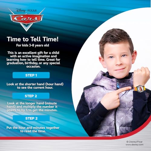Disney Pixar Cars Lightning McQueen Watch for Kids - Boys Watch - Toddler Watches - Kids Toys Boys for Toddler - Watches Teen - Black Bezel - 3D Yellow Strap - Image 5