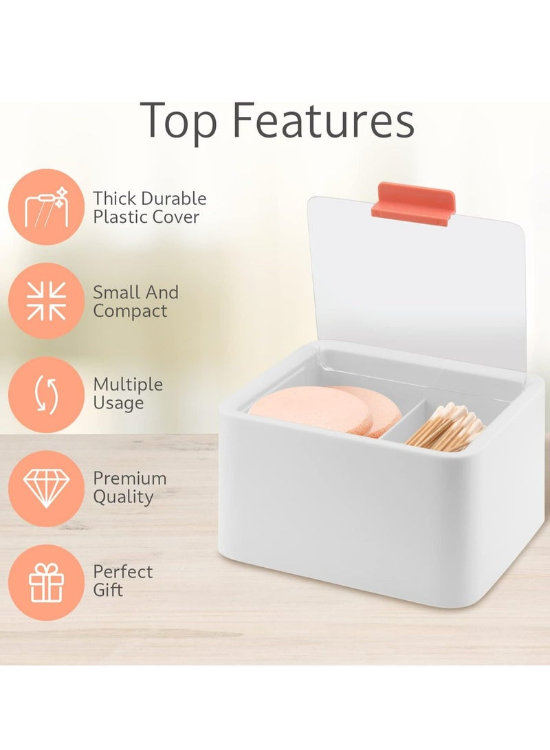 Oasisgalore Pink 2 Section Cotton Pad & Q-Tip Storage Organizer with Lid, Multi-Use Dispenser Box for Bathroom Accessories. - Image 5