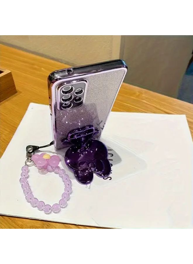Floral Mirror Rabbit Phone Stand Case For Samsung Galaxy A23 Protective Shockproof Cover Black - Image 4