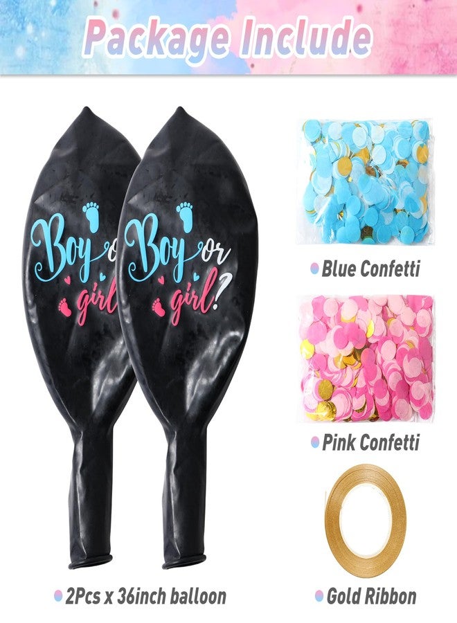 باتيمات بالونات كبيرة للكشف عن جنس المولود - قطعتان، بالون أسود مقاس 36 بوصة، مكتوب عليه ولد أو بنت، مع قصاصات ورقية وردية وزرقاء، مثالية لحفلات استقبال المولود الجديد وأفكار الكشف عن جنس المولود وتزيين الحفلات. - Image 3