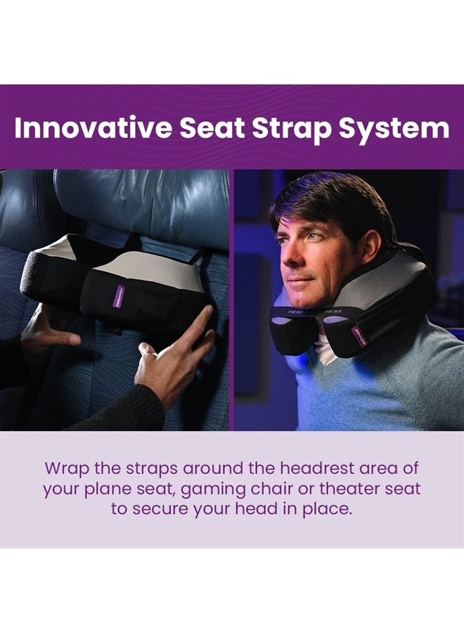 Cabeau وسادة الرقبة للسفر من TNE S3، وسادة طائرة من الإسفنج الذكي - وسادة رقبة مع أحزمة تثبيت - دعم بزاوية 360 درجة للسفر والمنزل والمكتب والألعاب - (رمادي برلين) - Image 5