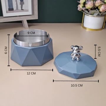 CORALTREE CORAL TREE Stainless Steel & Plastic Base Portable Ashtray Spinning Lid Modern Tabletop Ashtray With Non Slip Stronger Base for Home Office Indoor or Outdoor for Men & Women (Grey) - Image 5