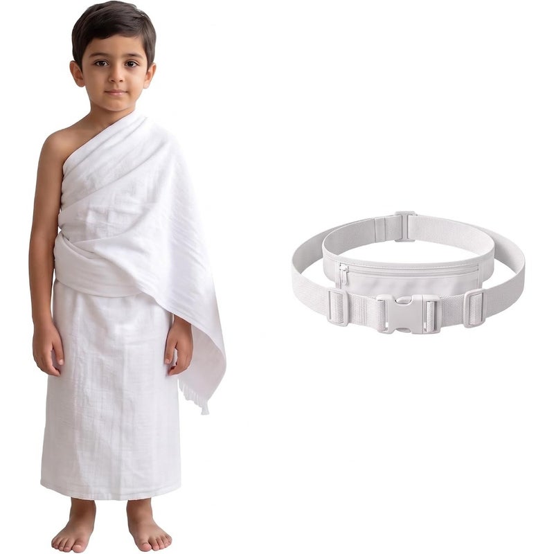 Umrah Ihram For Ages 7-13 100 Cotton 550g 75x150cm With L Belt - Image 1