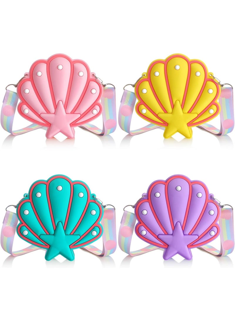 SOLARAE Wallet Seashell Shape Bag, 4 Pcs Shell Purse Seashell Shape Crossbody Bag, Kids Seashell Purses Seashell Shape Shoulder Purse Toddler Starfish Clutch for Women Little Girls KidsCrossbody Bag - Image 1