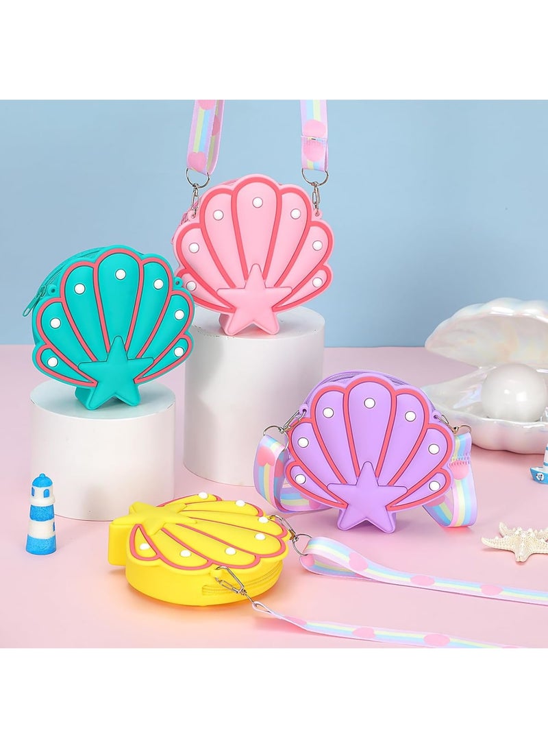 SOLARAE Wallet Seashell Shape Bag, 4 Pcs Shell Purse Seashell Shape Crossbody Bag, Kids Seashell Purses Seashell Shape Shoulder Purse Toddler Starfish Clutch for Women Little Girls KidsCrossbody Bag - Image 2