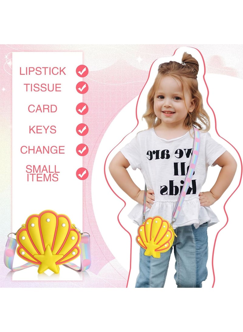 SOLARAE Wallet Seashell Shape Bag, 4 Pcs Shell Purse Seashell Shape Crossbody Bag, Kids Seashell Purses Seashell Shape Shoulder Purse Toddler Starfish Clutch for Women Little Girls KidsCrossbody Bag - Image 4