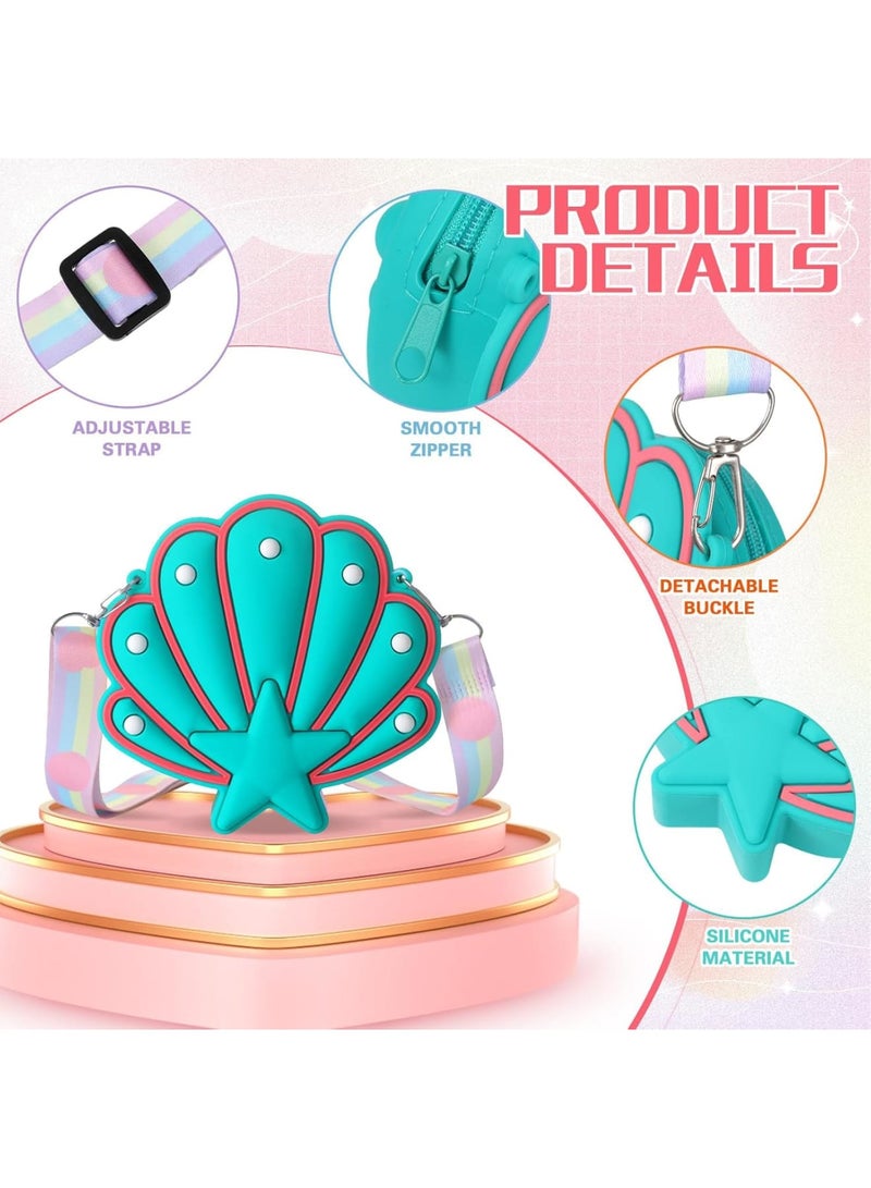 SOLARAE Wallet Seashell Shape Bag, 4 Pcs Shell Purse Seashell Shape Crossbody Bag, Kids Seashell Purses Seashell Shape Shoulder Purse Toddler Starfish Clutch for Women Little Girls KidsCrossbody Bag - Image 3