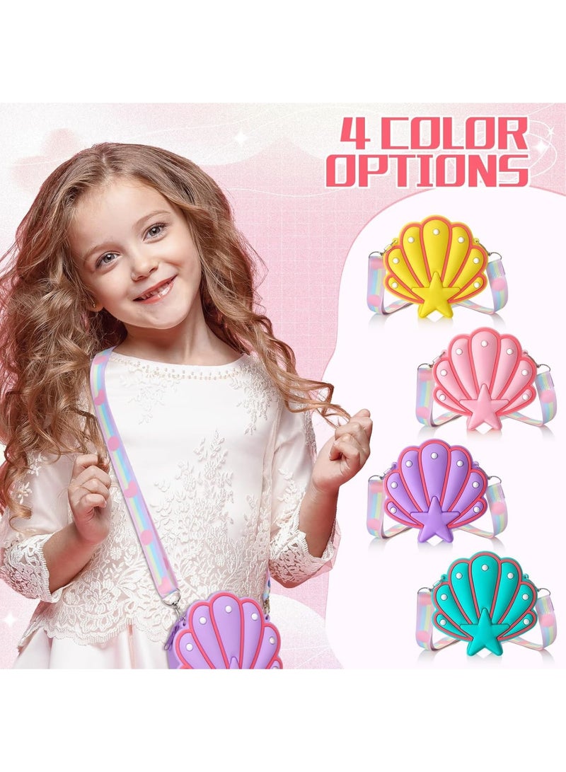 SOLARAE Wallet Seashell Shape Bag, 4 Pcs Shell Purse Seashell Shape Crossbody Bag, Kids Seashell Purses Seashell Shape Shoulder Purse Toddler Starfish Clutch for Women Little Girls KidsCrossbody Bag - Image 5