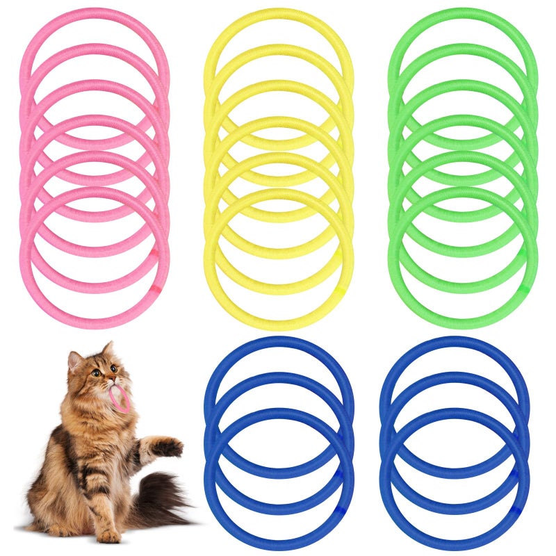 AKAIXI Cat Toys 24 PCS, Rubber Cat Chew Toy, Interactive Cat Toys to Kill Time, Colorful Bracelets Bands for Cat - Image 1