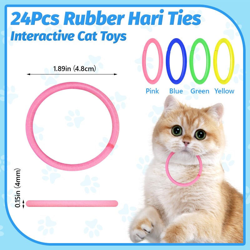 AKAIXI Cat Toys 24 PCS, Rubber Cat Chew Toy, Interactive Cat Toys to Kill Time, Colorful Bracelets Bands for Cat - Image 3