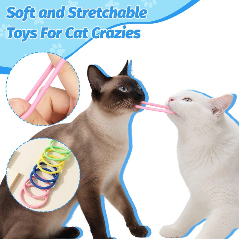 AKAIXI Cat Toys 24 PCS, Rubber Cat Chew Toy, Interactive Cat Toys to Kill Time, Colorful Bracelets Bands for Cat - Image 5