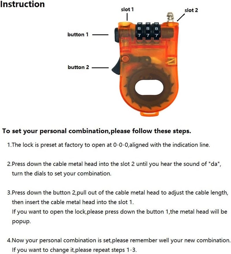 ERCRYSTO Crysto 3-Foot Retractable Cable Password Lock - Image 3