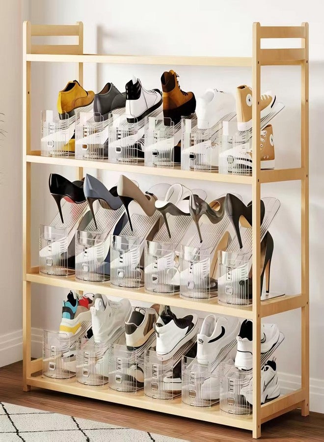 Euberla Shoe Slots Organizer for Closet 12PACK Shoe Stacker Adjustable Shoe Slots Organizer Shoe Space Savers Double Layer Stack Shoe Racks for Closet Organization Organizador de Zapatos (Transparent) - Image 2