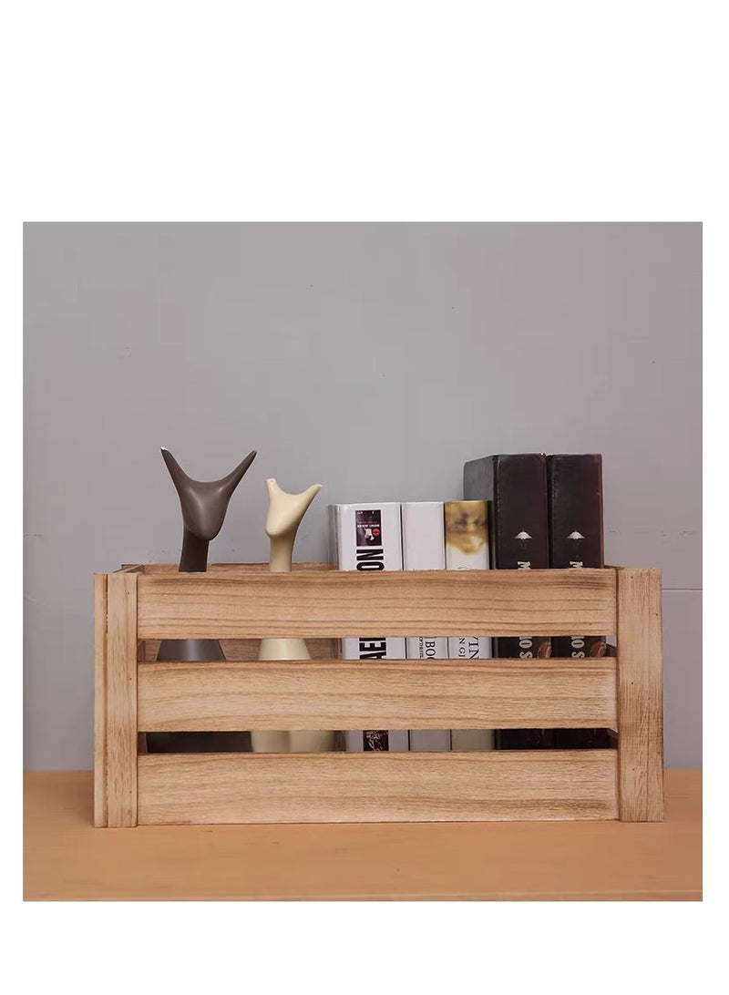 FFD Wooden Crates with Handles - 4-Piece Nesting Storage Bins Set, Multi-Use Wooden Storage Boxes for Party, Office, Bedroom, Kitchen" - Image 3