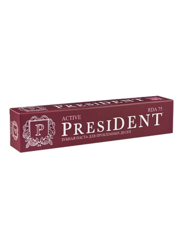 President - President Active Toothpaste 75ml - Comprehensive Teeth and Gum Protection with Long-Lasting Freshness - Image 1