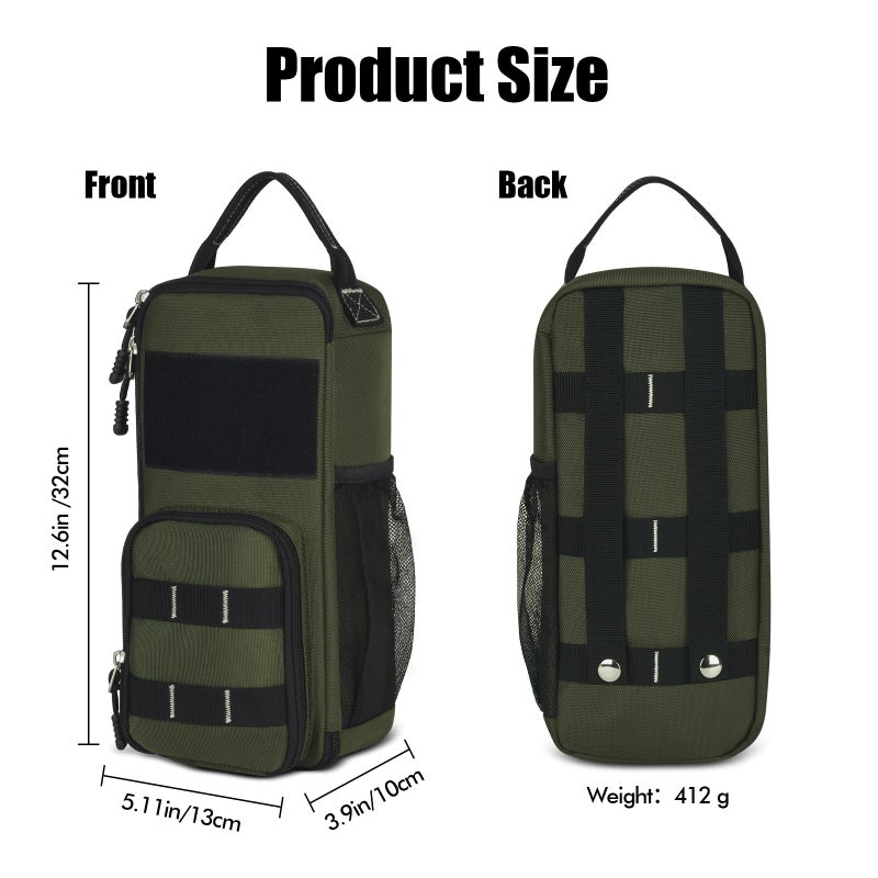 LAKE OF FIRE 12.6" Small Tool Bag Pouch for Men with Multiple Pockets, Waterproof Heavy Duty Tool Bag Organizer with Zipper and Portable Handle (Green) - Image 2