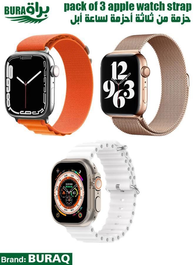 BURAQ Apple Watch Band Strap For Apple Watch Ultra 2/Ultra 49mm, Series 10 46mm, 9/8/7 45mm, SE2/SE/6/5/4 44mm, 3/2/1 42mm