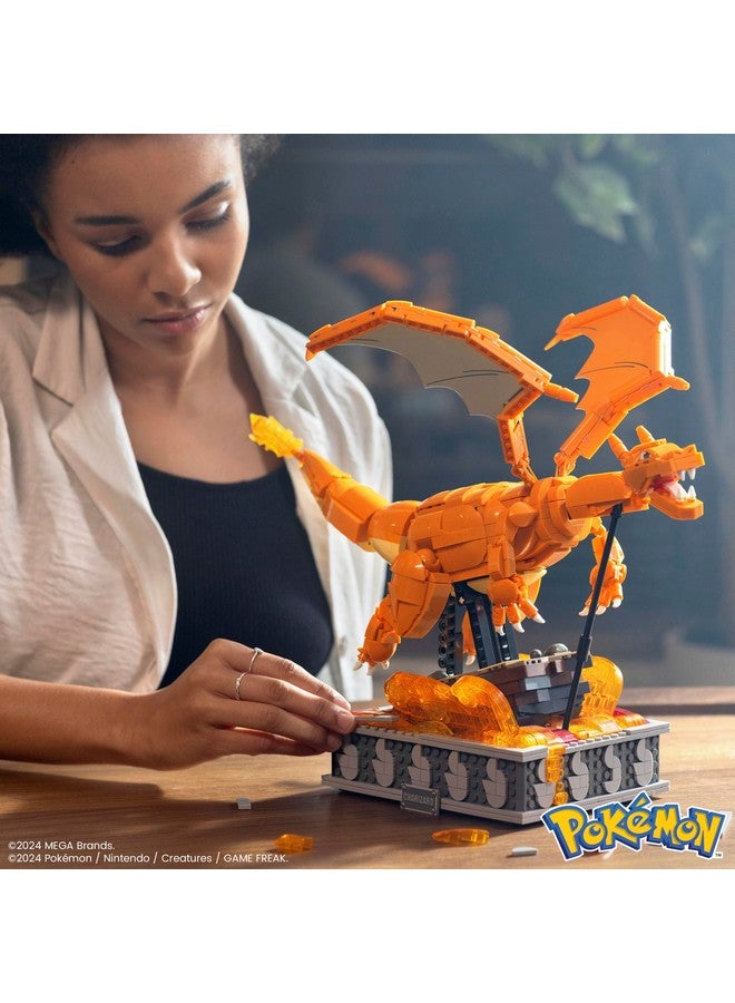 ميجا براندز مجموعة ألعاب بناء بوكيمون ميجا تشاريزارد موشن مع 1664 قطعة وحركة أجنحة، لهواة الجمع البالغين - Image 2
