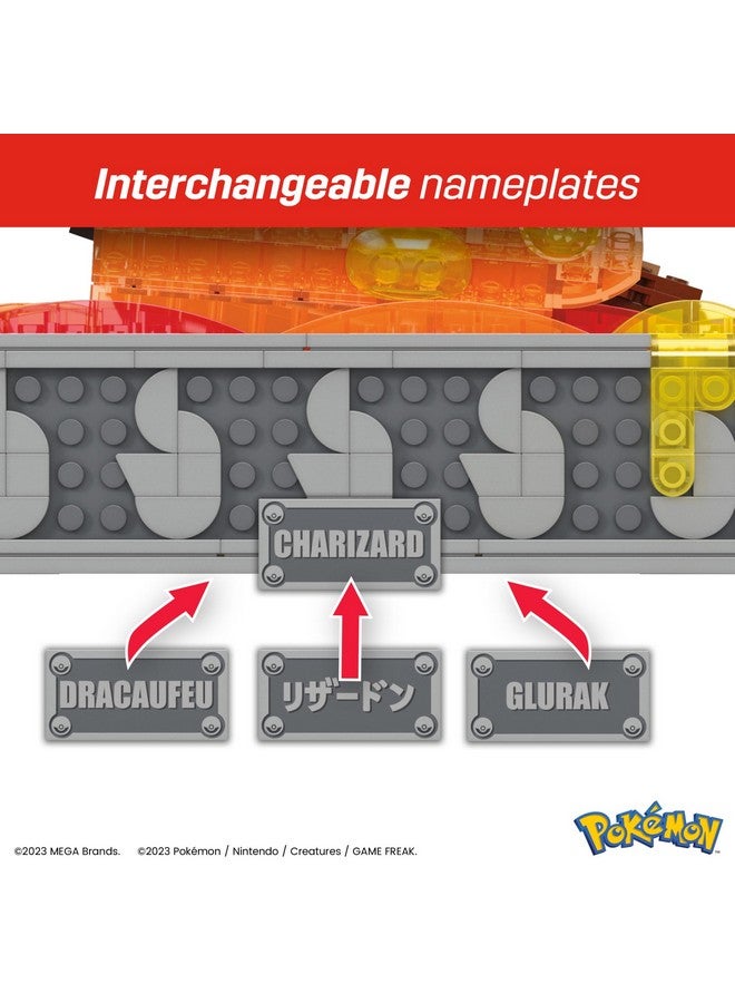 ميجا براندز مجموعة ألعاب بناء بوكيمون ميجا تشاريزارد موشن مع 1664 قطعة وحركة أجنحة، لهواة الجمع البالغين - Image 5