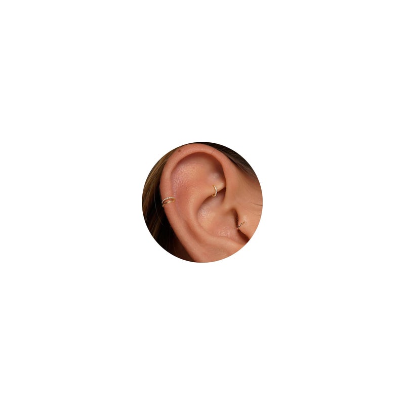NONTAI 16G Titanium Earring Tragus Piercing Jewelry Helix Earring Gold Double Hoop Nose Ring Cartilage Piercing Rook Hoop Ear Stacks - Image 1