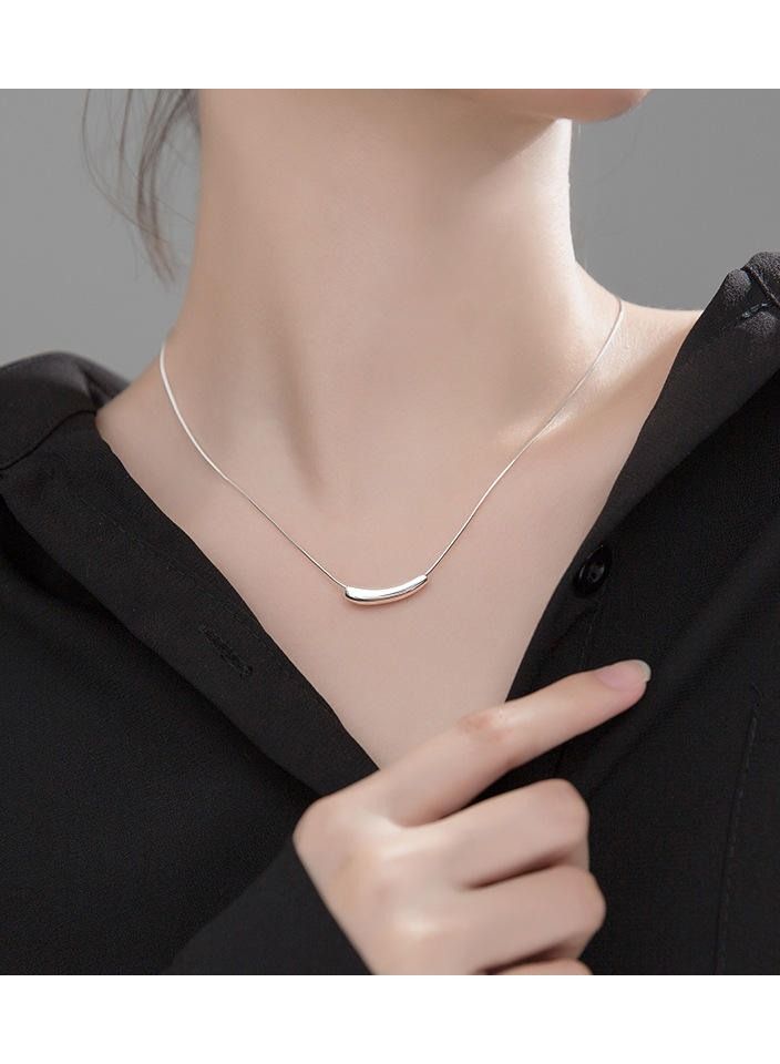 Luxury Bee Short Bar Snake Chain Silver Sterling 925 Minimalist Necklace