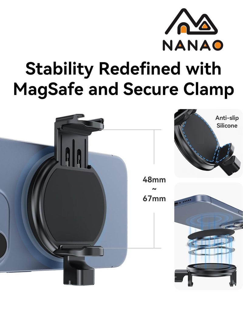 NANAO MG10 Magnetic Phone Tripod Mount Adapter with Hard Drive Holder Clamp, Phone Tripod Mount Holder with Cold Shoe for iPhone 15 14 13 12 Pro Max Pro Plus Mini and MagSafe Case  - Image 3