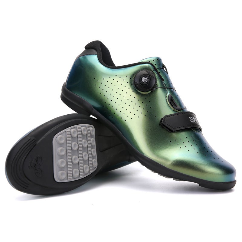 Generic Unisex Cycling Shoes Lockable MTB Road Bike Breathable 896 turns green without lock (normal pedals) 