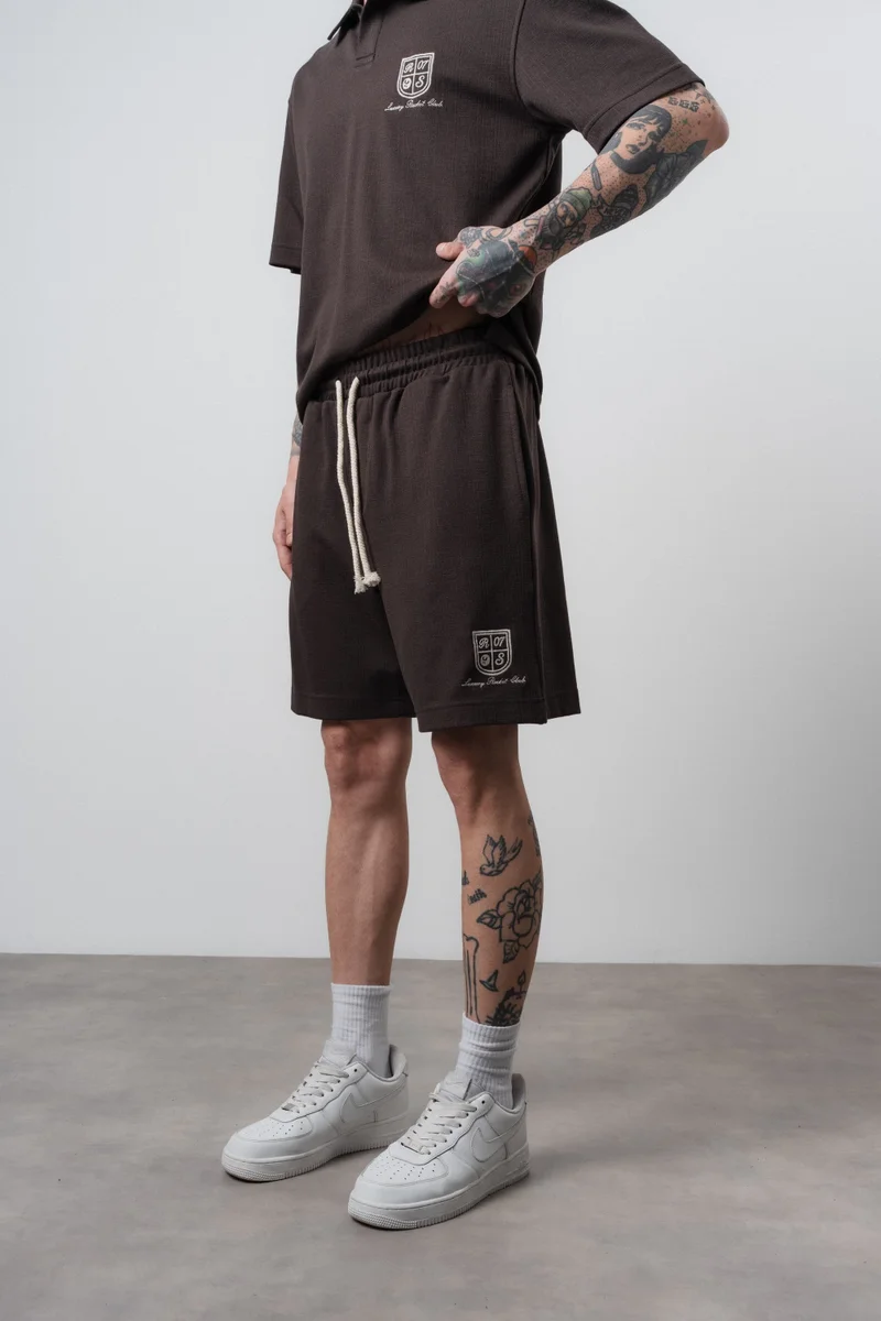 RESPIRE Men's Rocket Club Printed Shorts, Brown